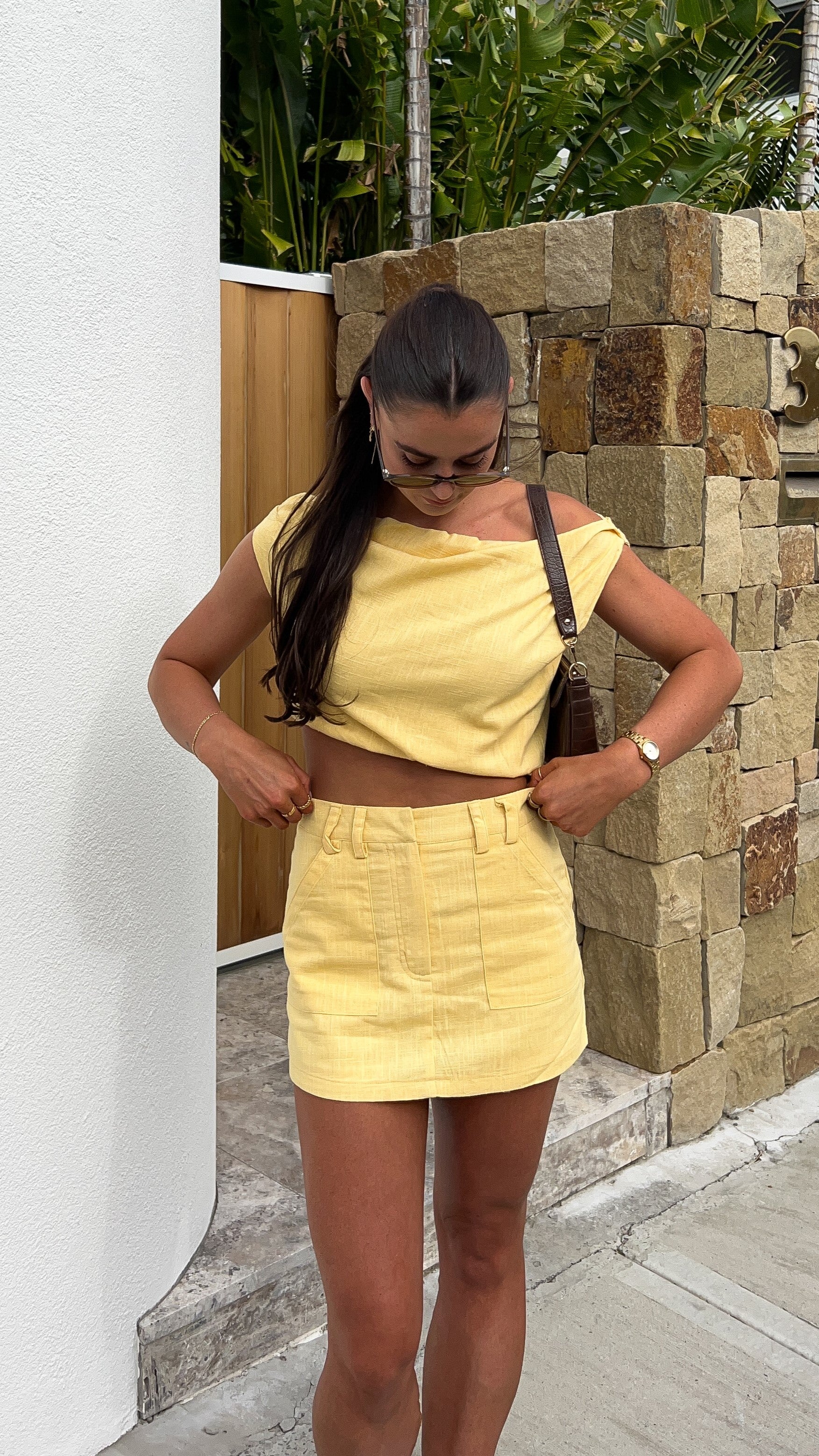 Charla Mini Skort for Women - Stylish Yellow Tennis Skirt with Built-in Shorts | Perfect for Sports, Running, Gym & Casual Wear