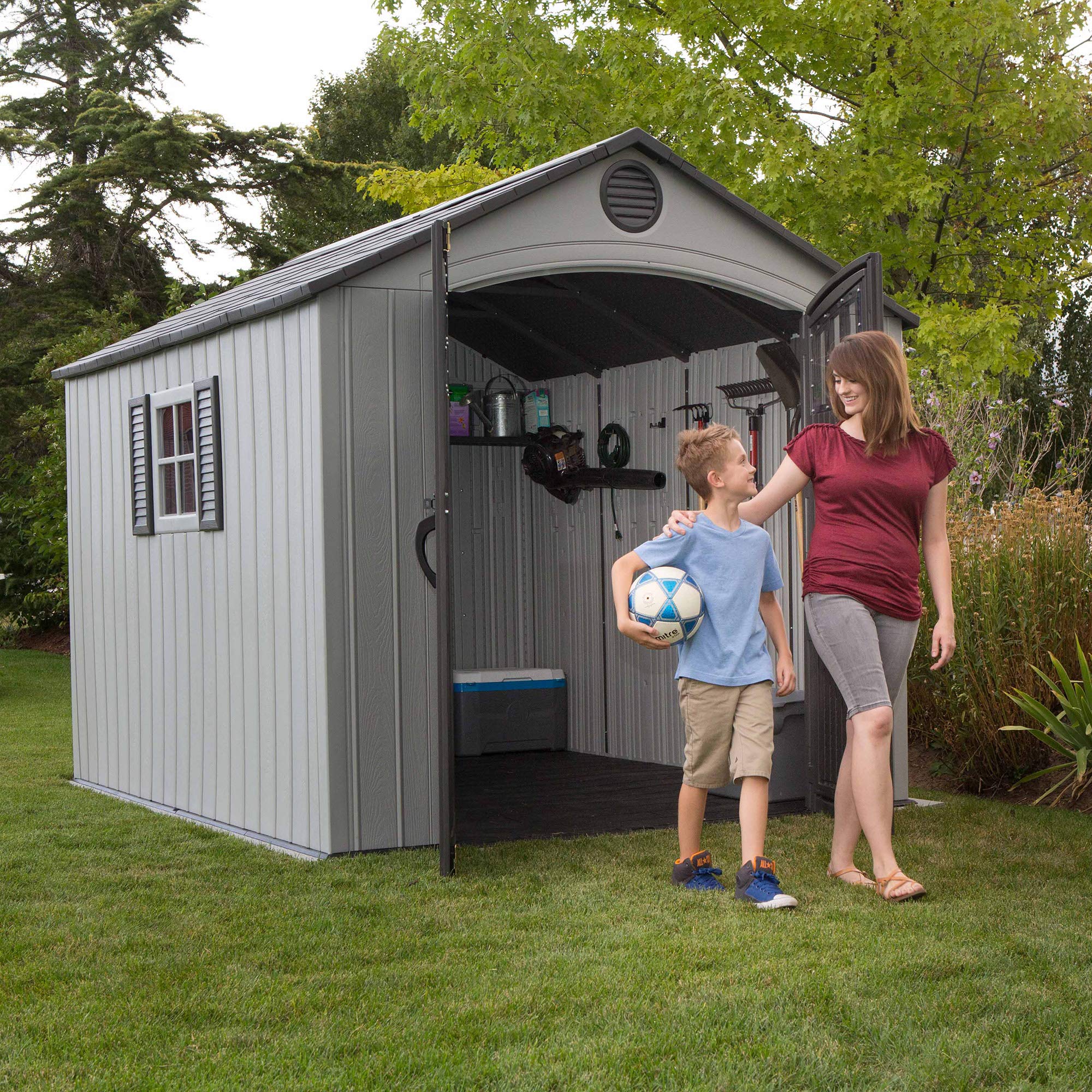 Lifetime 60202 8x10 Ft. Outdoor Storage Shed, Gray - Durable Weather-Resistant Backyard Shed for Garden Tools, Lawn Equipment & Seasonal Items | Perfect for Patio, Yard & Home Organization