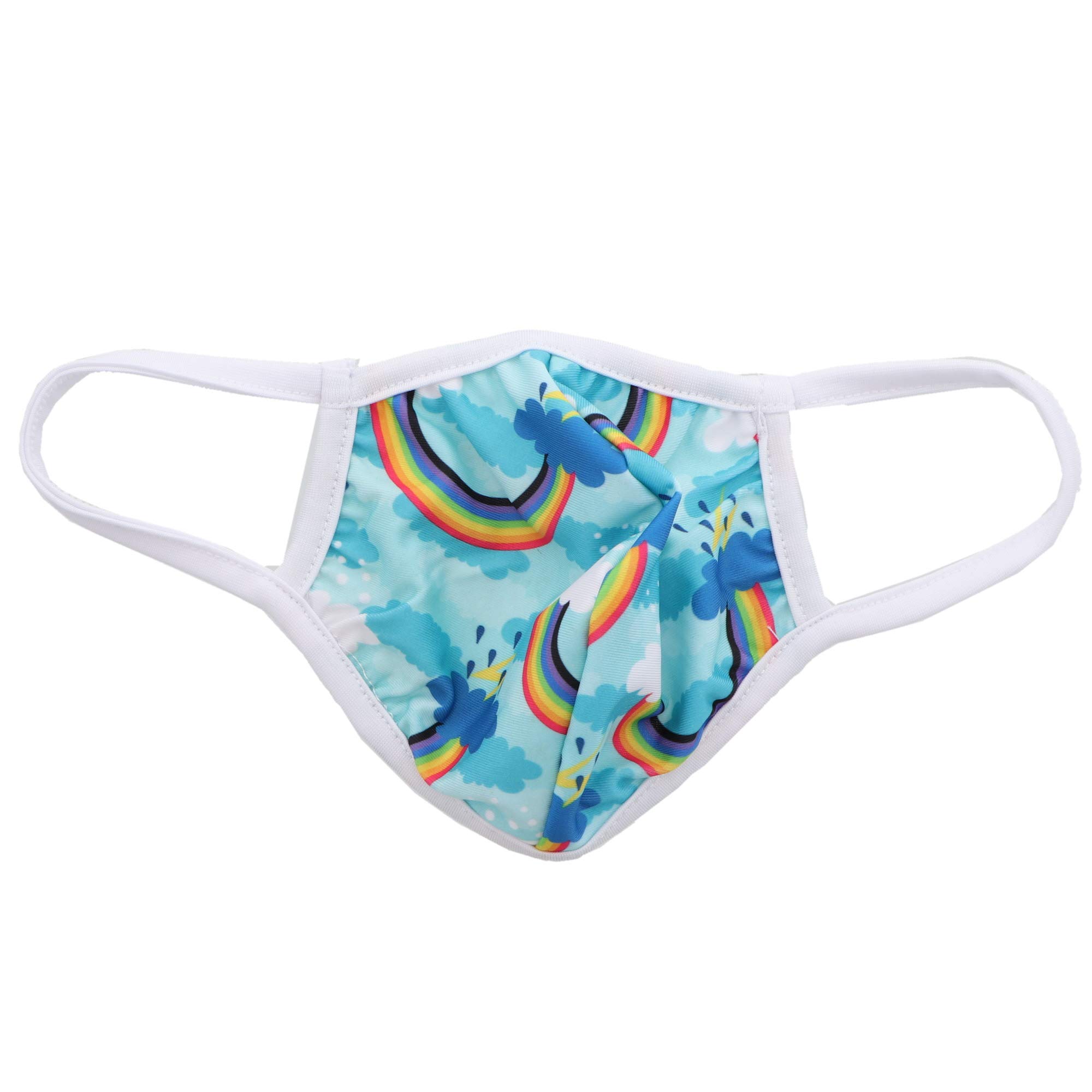 Motique Washable Kids Face Mask - 2-Ply Rainbow Pattern (Blue, Size 1) - Perfect for School, Playground & Outdoor Activities