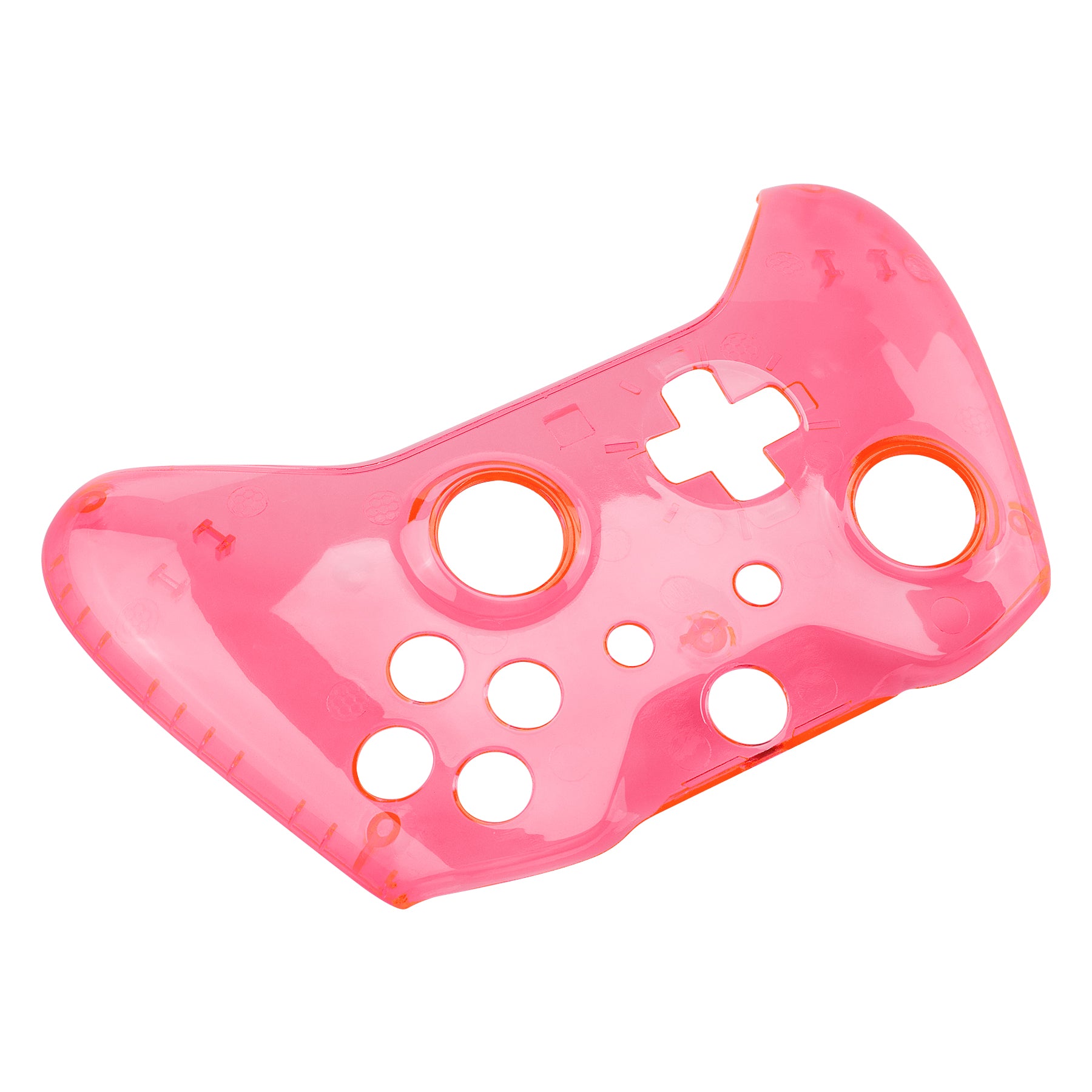 eXtremeRate Clear Pink Faceplate Cover & Front Housing Shell Replacement Kit for Xbox One S & Xbox One X Controller (Model 1708) - Durable Protective Case for Gaming, Streaming & Esports Tournaments