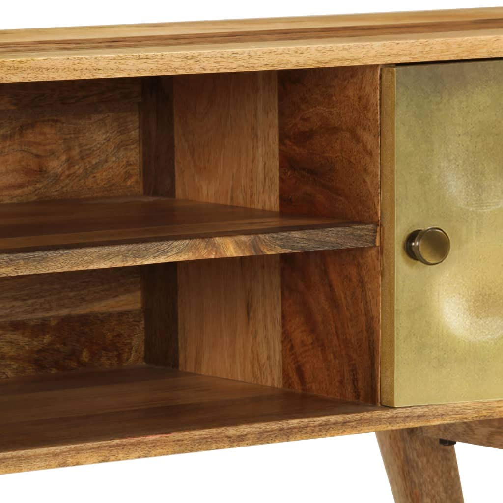 Vintage Mid-Century Modern TV Stand - 50 Inch Solid Mango Wood Entertainment Center with Storage (47.2