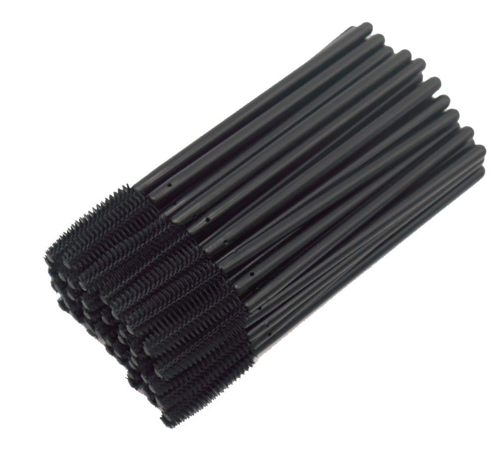KOLIGHT 100pcs Disposable Mascara Brushes - Silicone Head Wands Applicator for Professional Makeup, False Eyelash Extension (Black) | Perfect for Salons, Home Use & Travel Makeup Kits