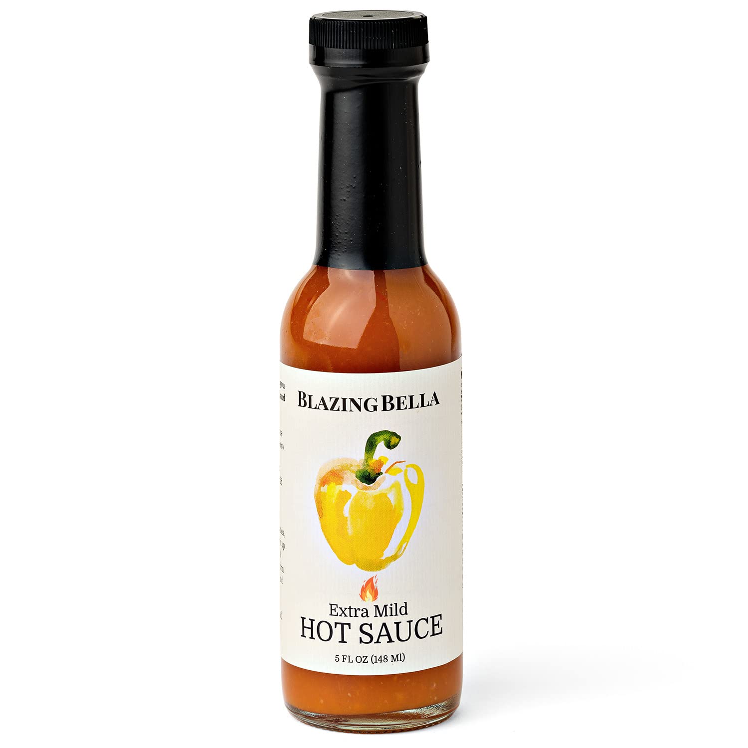 Blazing Bella Extra Mild Hot Sauce - 5 Fl Oz Bottle | Mild & Flavorful Pepper Sauce for Tacos, Wings & Burgers | Perfect for Cooking, Grilling & Gifting