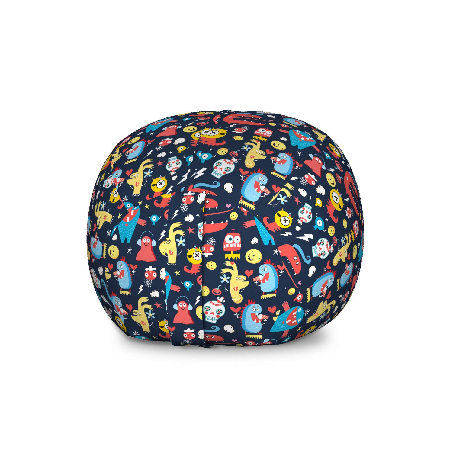 Ambesonne Fantasy Storage Toy Bag Chair - Colorful Jolly Theme Creatures Design for Kids' Room, Washable Stuffed Animal Organizer, Large Multicolor Bean Bag with Storage (Perfect for Playrooms, Bedrooms & Dorm Organization)