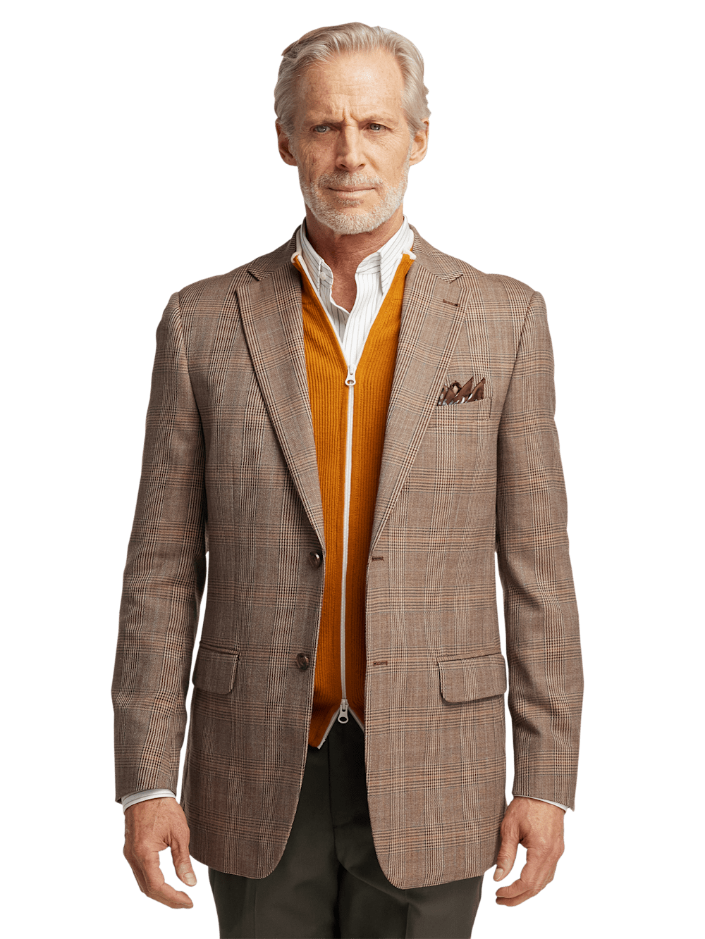 Premium Wool Plaid Single Breasted Notch Lapel Blazer for Men - Classic Brown Business Casual Sport Coat | Ideal for Office, Weddings & Formal Events