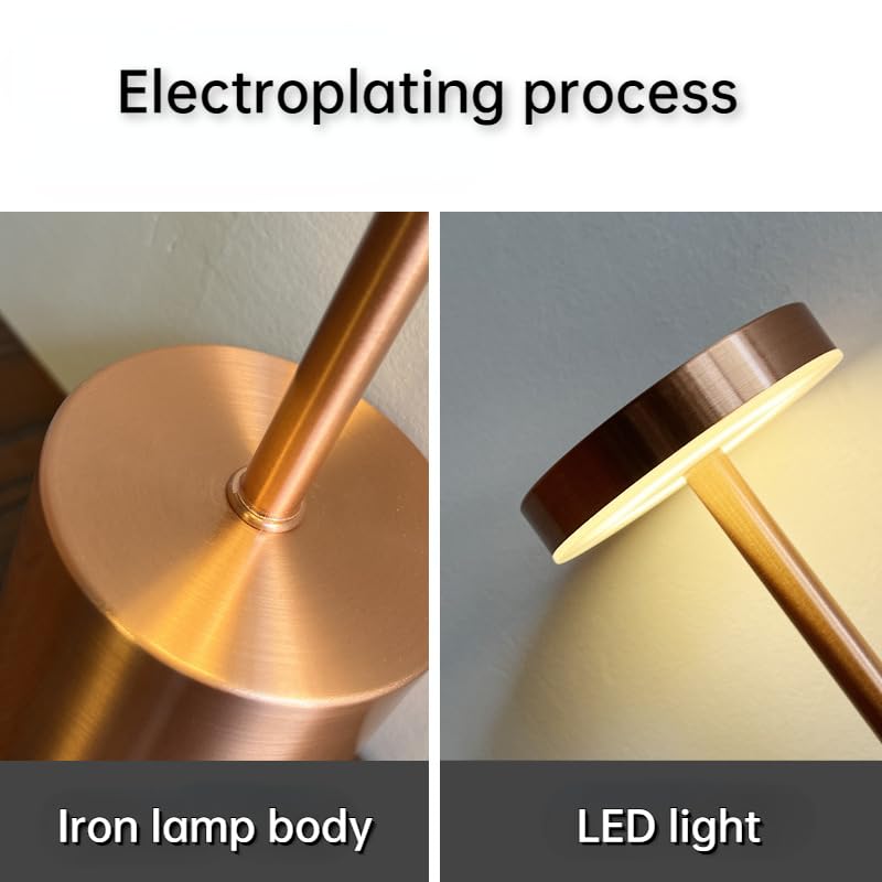 Modern Aluminum LED Dimmable Table Lamp - USB Rechargeable Battery Portable Desk Light for Restaurant, Hotel, Bar & Dining Room - Gold Finish | Perfect for Ambiance Lighting & Home Office Workspace