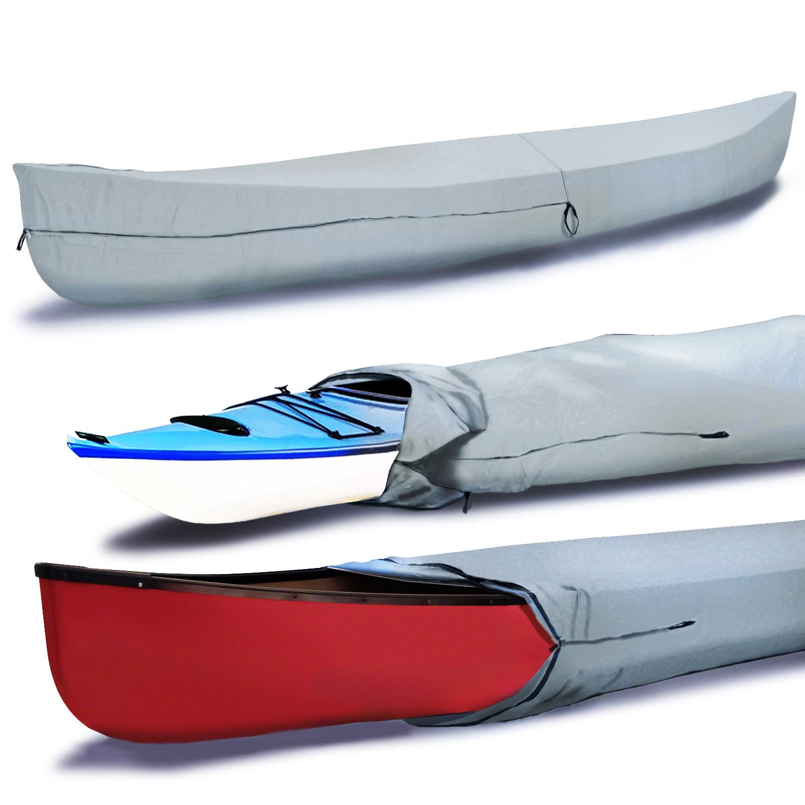 Waterproof UV-Resistant Canoe & Kayak Cover - Marine-Grade Polyester Boat Storage Cover Fits 15-16 ft Length, 116