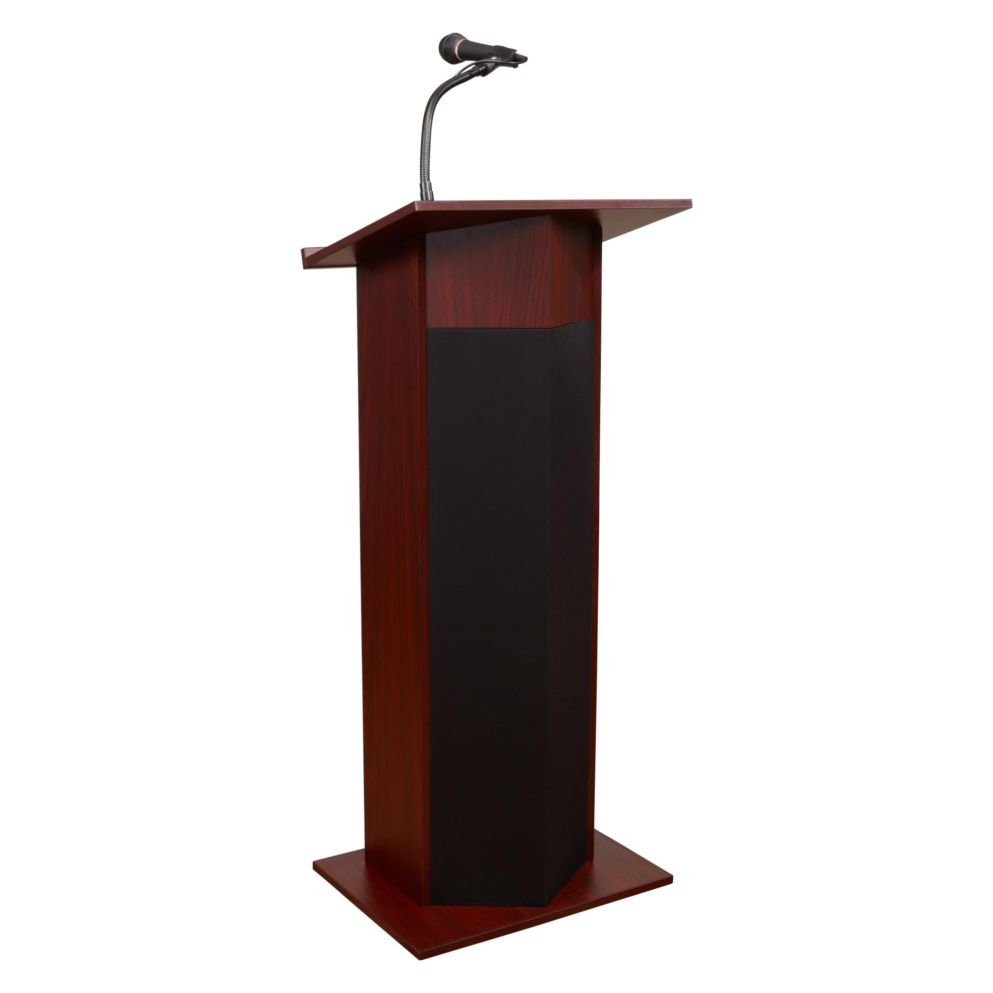 Oklahoma Sound 111PLS-MY/LWM-7 Power Plus Lectern & Wireless Headset Microphone System - Premium Mahogany Finish for Churches, Conference Rooms & Public Speaking Events