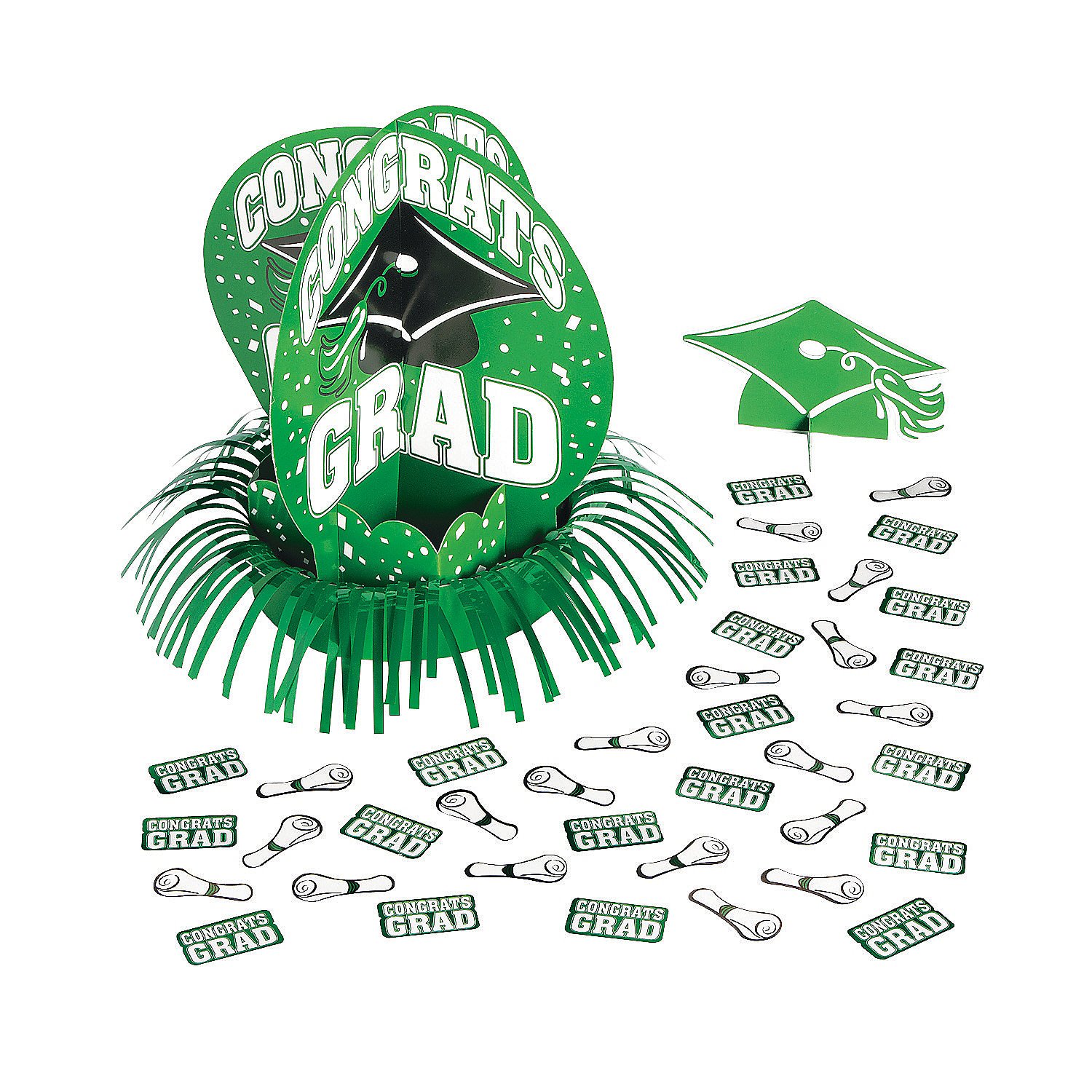 Fun Express Green Graduation Table Decor Kit - 23-Piece Graduation Party Decorations, Centerpieces & Party Supplies for Graduation Ceremonies, Parties & Events