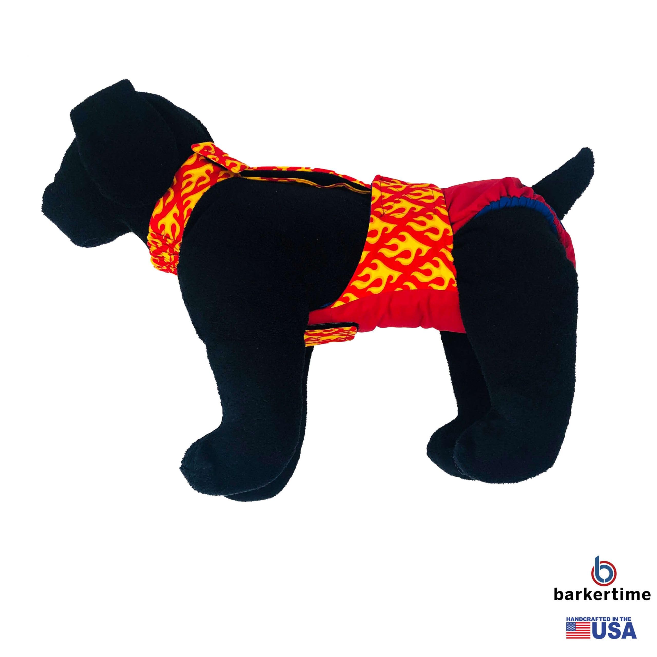 Red Dog Diaper Overall with Tail Hole - XS Size, Made in USA - Perfect for House Training, Pet Grooming & Outdoor Adventures