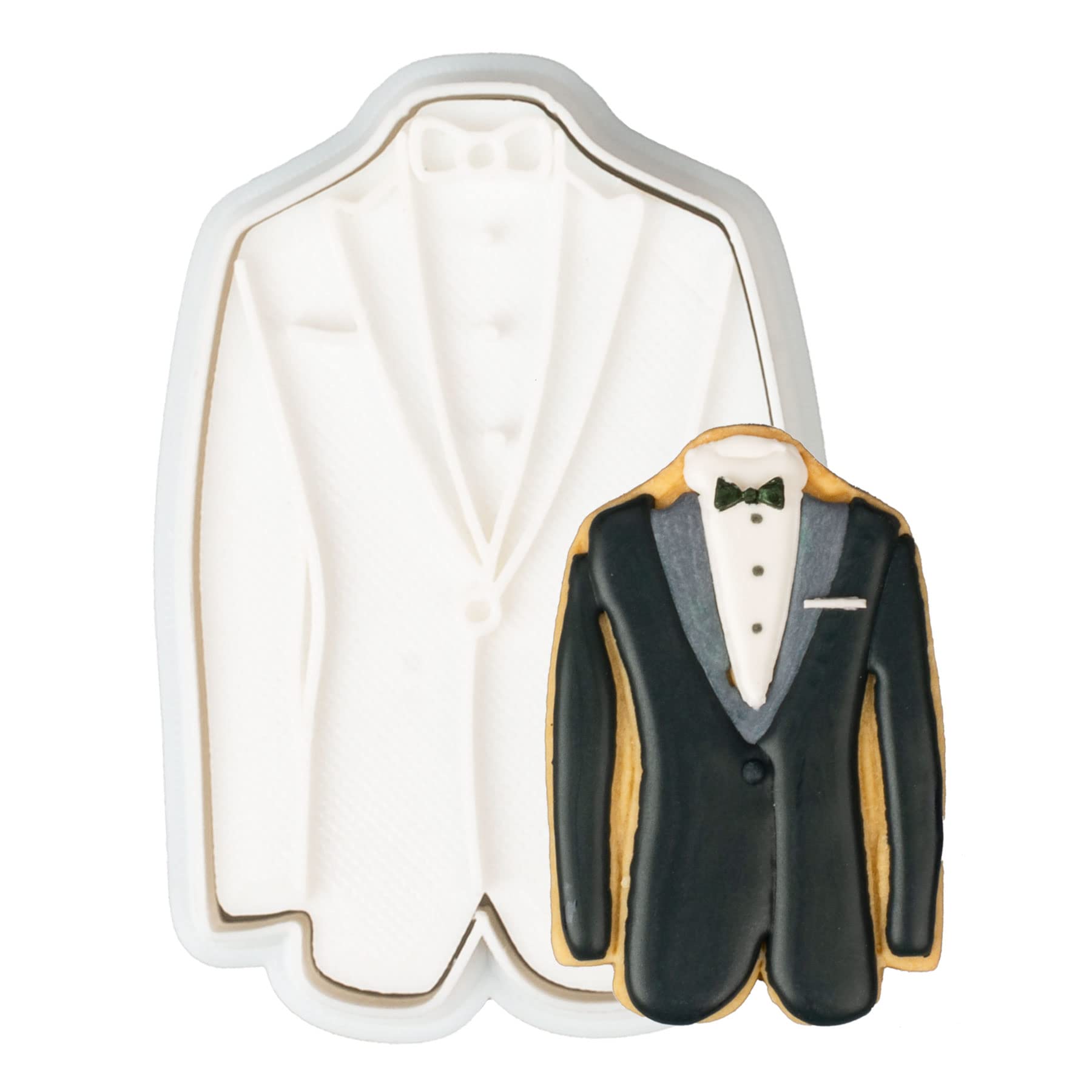 Flycalf Wedding Cookie Cutters Set - Tuxedo & Plunger Stamps for Holiday Baking | 3