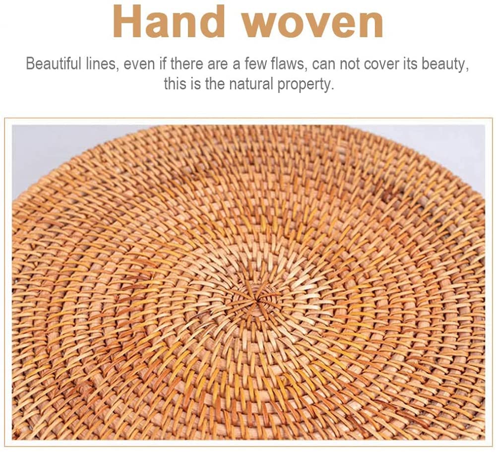 Hand-Woven Round Rattan Tray - 24cm Portable Wicker Basket with Handle for Fruit, Snacks, Breakfast Display & Storage | Perfect for Kitchen, Dining Table, Picnic & Home Decor
