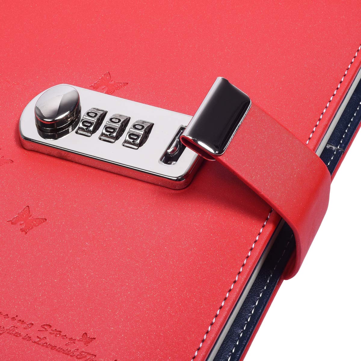 Premium A5 PU Leather Locking Journal - Secure Combination Lock Diary Notebook for Personal Writing, Travel & Gift Ideas (Red)