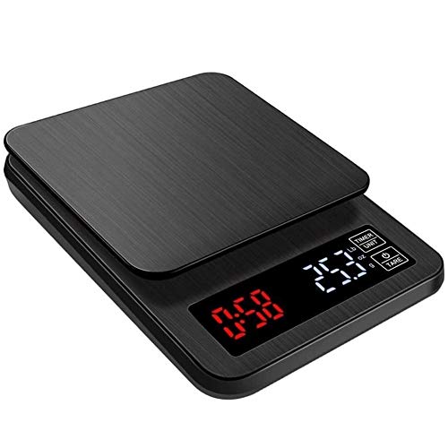 Premium Stainless Steel Digital Kitchen Scale - 10kg/22lb Capacity, 1g/0.1oz Precision for Cooking, Baking & Coffee Brewing | Food Scale with Timer for Accurate Measurements (3kg/0.1g Option Available) - Perfect for Home Chefs, Bakers & Baristas