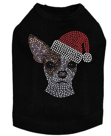 Chihuahua Face with Santa Hat Dog Tank Top - Cute Christmas Pet Apparel for Small Dogs - Perfect for Holiday Photos & Festive Outfits