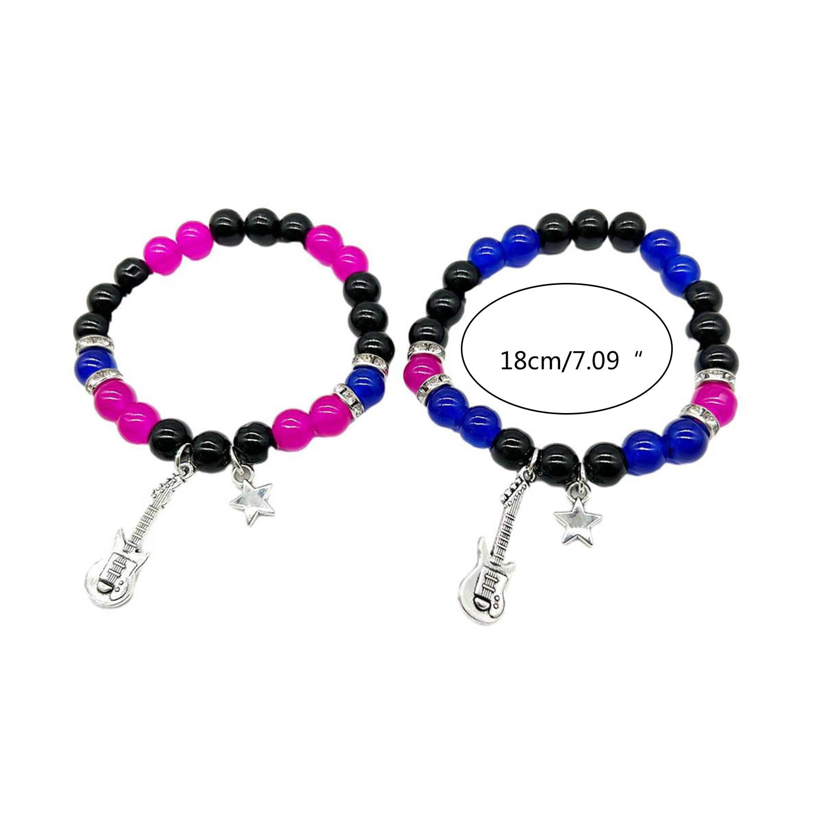FENOHREFE Y2K Star Guitar Acrylic Bead Bracelet - Stackable Five-Pointed Star Bracelet for Women & Men | Cool Couple Matching Accessories for Music Lovers, Concerts & Festival Fashion