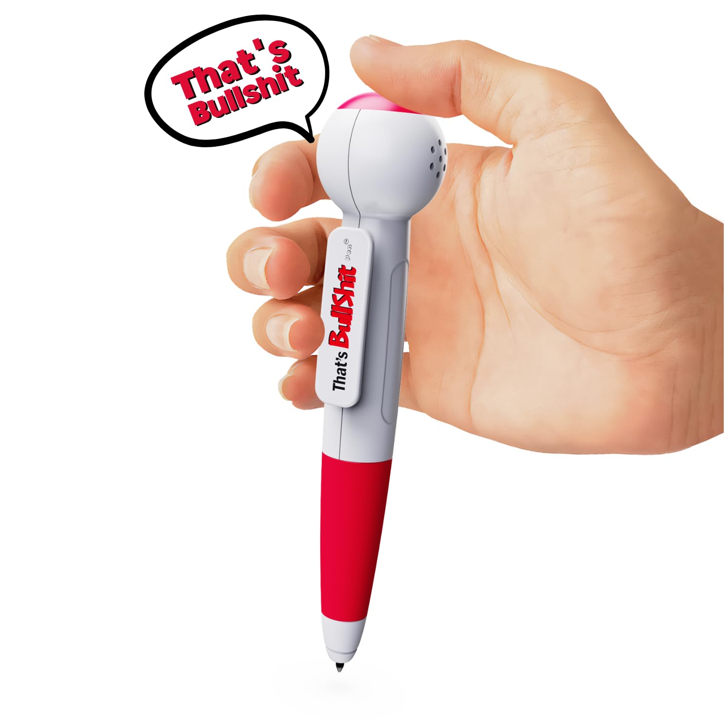 Funny Talking Button Pen - 8 Hilarious BS Sayings | Talkie Toys Novelty Office & Prank Gift for Friends, Coworkers, White Elephant Parties