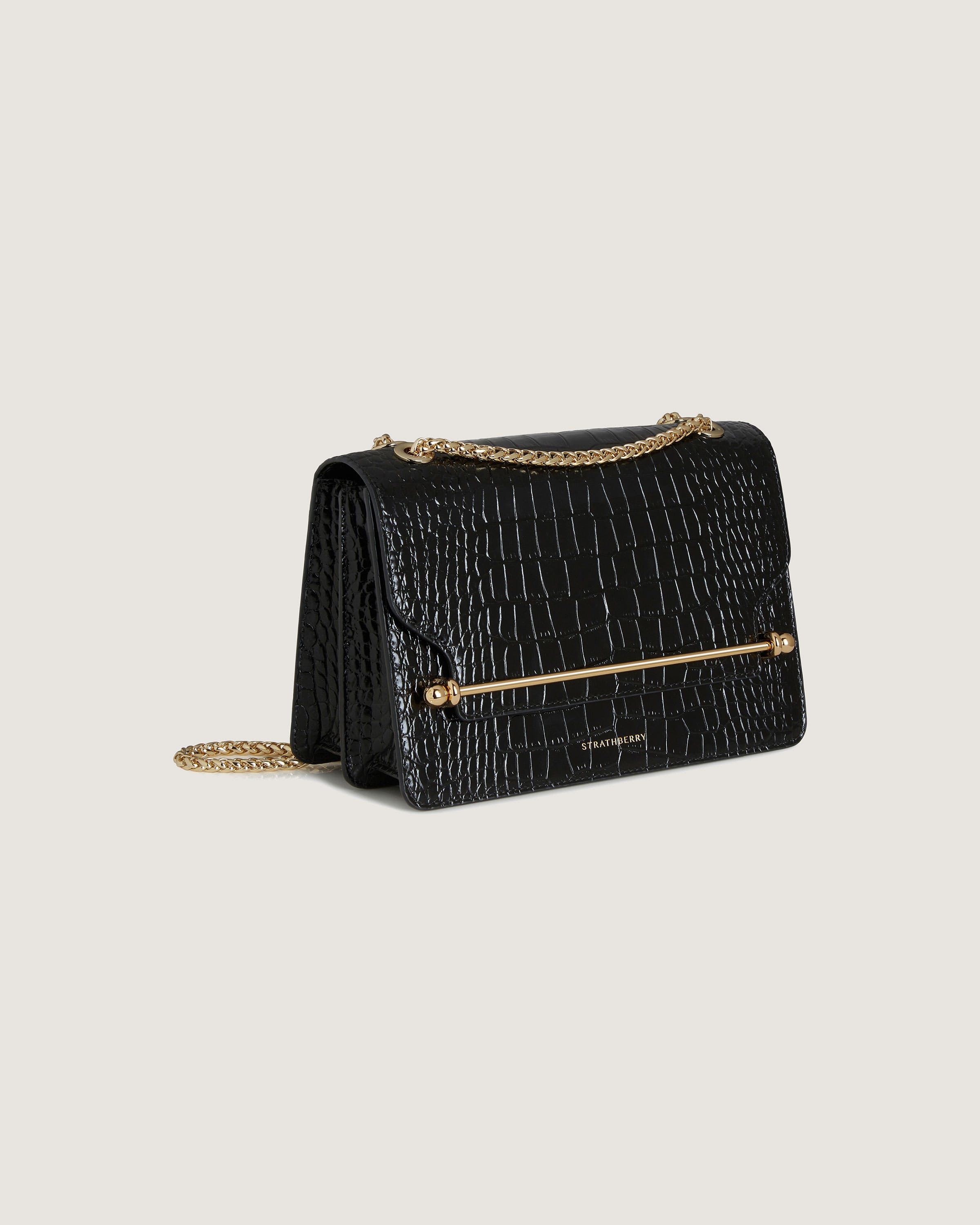 East/West Croc Embossed Leather Black Handbag - Stylish Crossbody Purse for Women, Perfect for Work, Travel & Evening Out