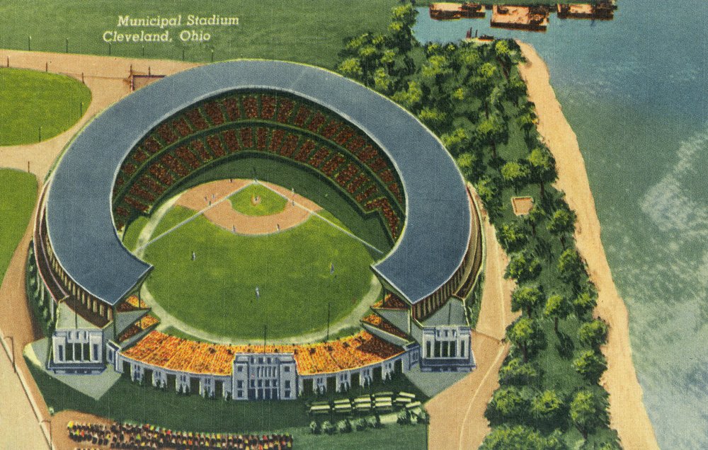 24x36 Signed Cleveland Ohio Municipal Stadium Aerial View Art Print - Vintage Wall Decor Poster for Home, Office & Sports Fan Gifts