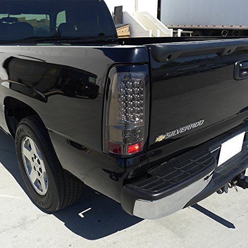 Spec-D Tuning LT-SIV99GLED-TM Smoked LED Tail Lights for Chevy Silverado & GMC Sierra Fleetside - Upgrade Your Truck's Style & Safety for Night Driving & Off-Road Adventures