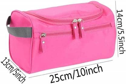WANQLYN Large Travel Makeup Organizer Bag - Waterproof Cosmetic Case with Hook, Portable Grooming Kit Storage for Women | Perfect for Air Travel, Vacation, Gym & Daily Use (Pink)