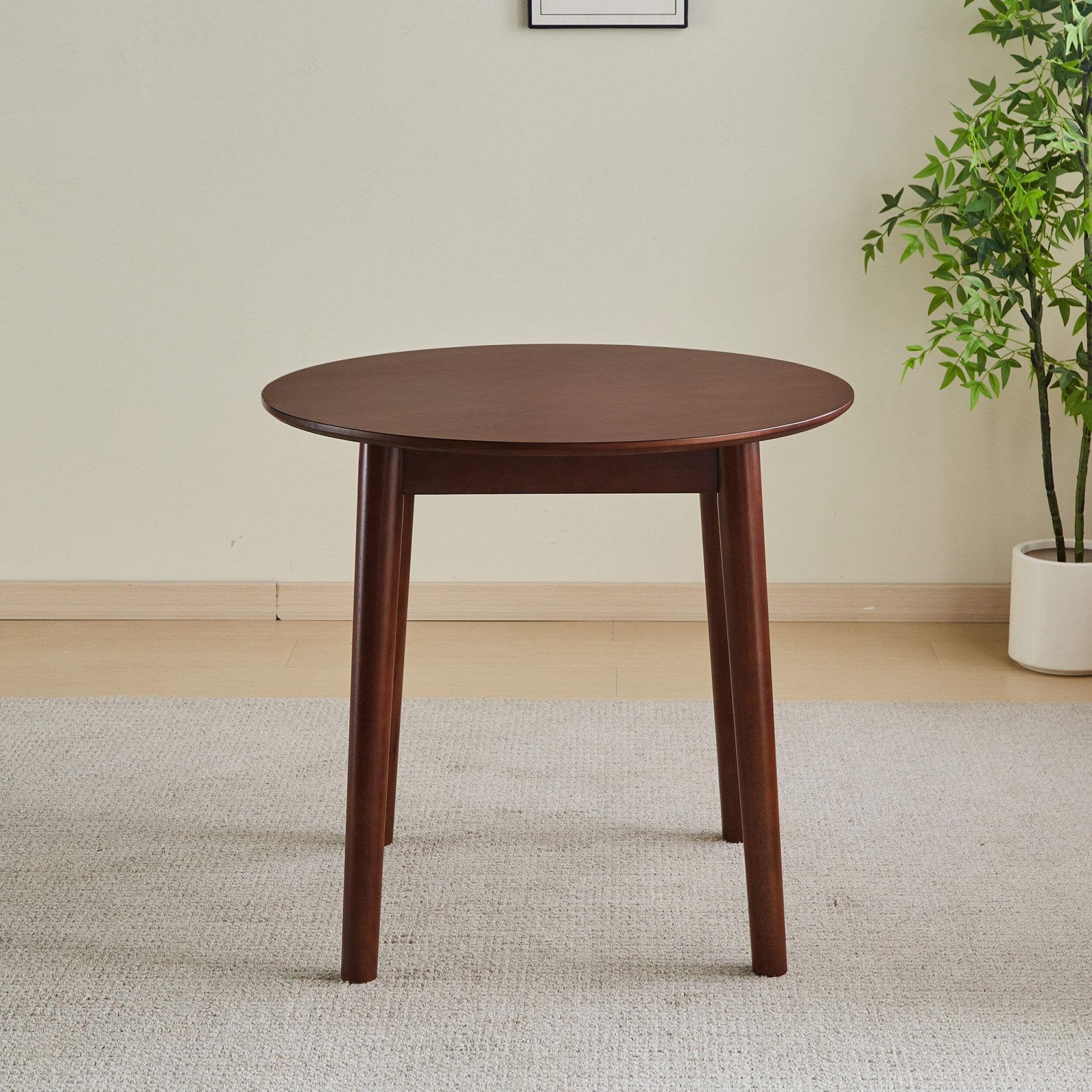 42.01 Inch Round Kitchen Dining Table for 4 - MDF Top with Wood Veneer & Rubberwood Legs - Perfect for Small Spaces, Breakfast Nook, and Cozy Family Meals
