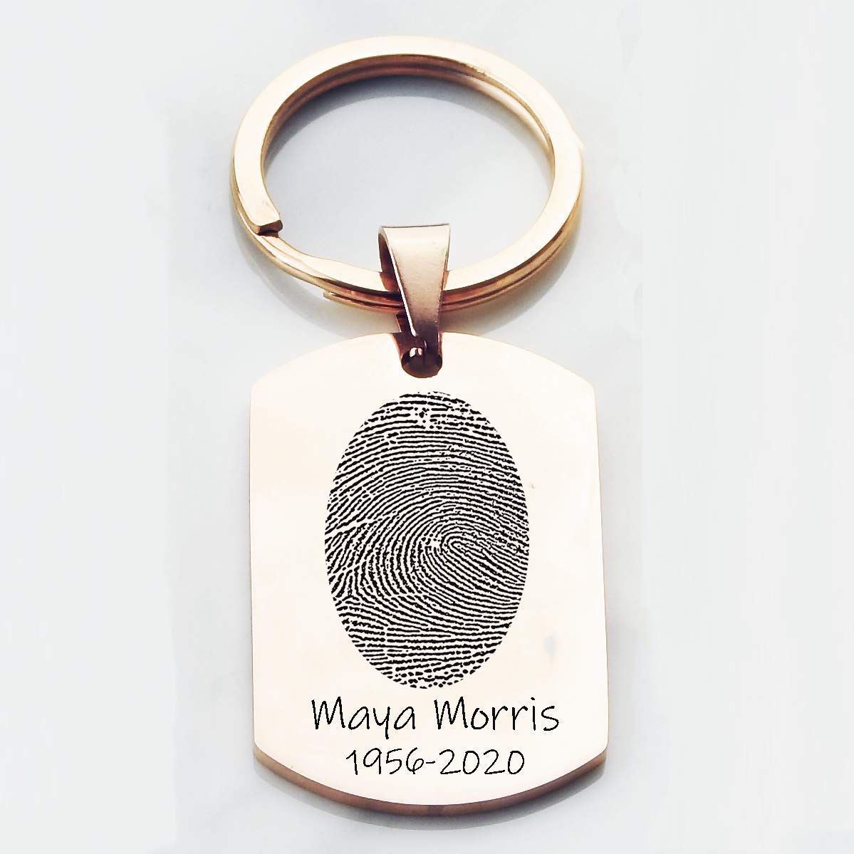 Custom Engraved Fingerprint Keychain - Personalized Memorial Gift for Loved Ones - Perfect for Anniversaries, Funerals & Keepsakes