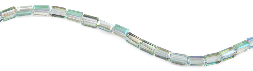 6x12mm Clear Green Rainbow Topaz Rectangle Faceted Crystal Beads for Jewelry Making, DIY Crafts, Bracelets, Necklaces & Earrings - High Quality Glass Beads for Beading Projects