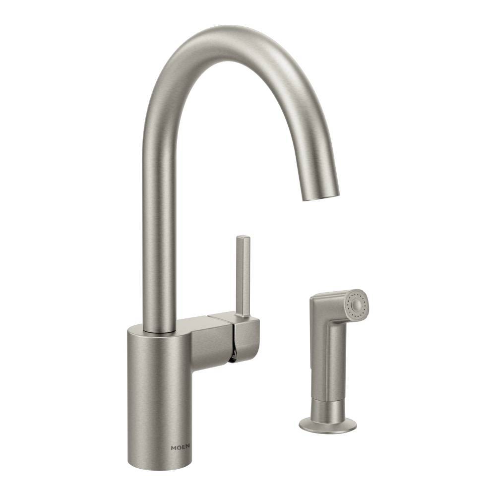 Moen 7165SRS Spot Resist Stainless Steel Kitchen Faucet with Separate Spray - Perfect for Modern Kitchens & Easy Dishwashing