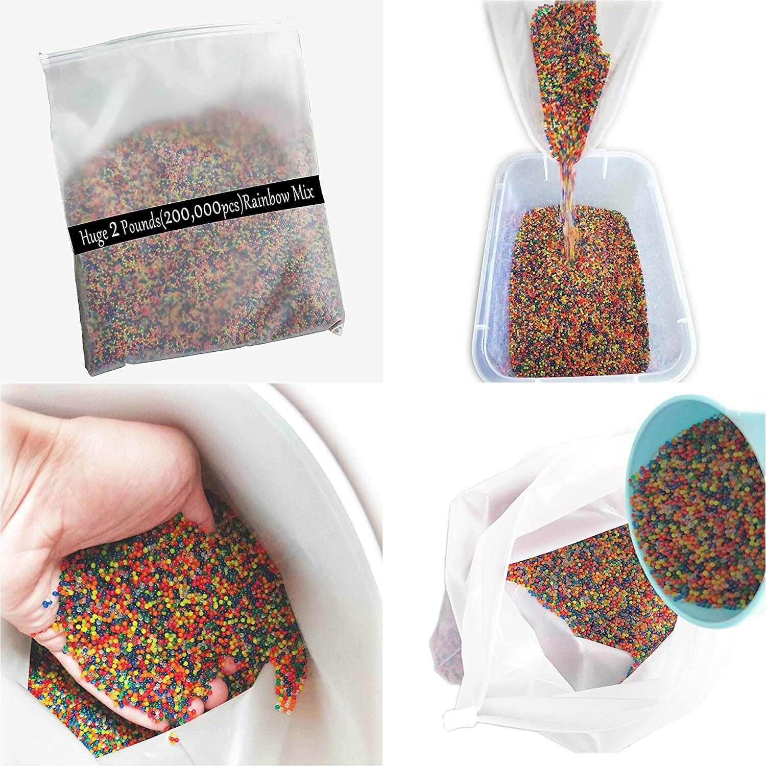 200,000pcs Water Beads for Gel Blasters, Sensory Toys & Home Decor - Fast US Shipping | Perfect for Kids Play, Stress Relief & Party Decorations