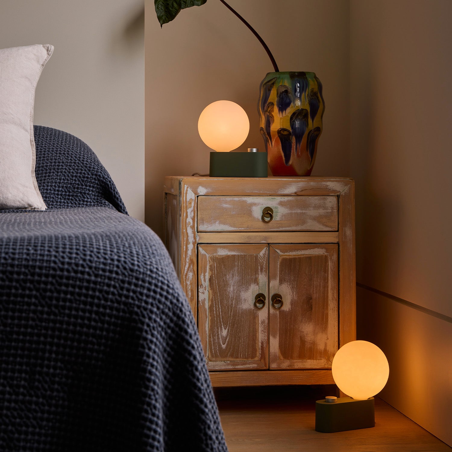Premium Sage Green Alumina Multi-Use Lamps - Set of 2 | Modern Table & Nightstand Lighting for Bedroom, Living Room & Office Decor