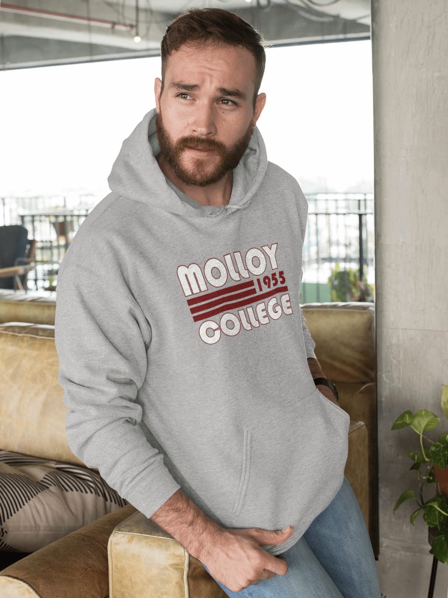 Retro Molloy College Unisex Hooded Sweatshirt | Molloy Lions Apparel | Custom Pullover Hoodie for Men & Women | Perfect for College Spirit, Alumni Events & Casual Wear
