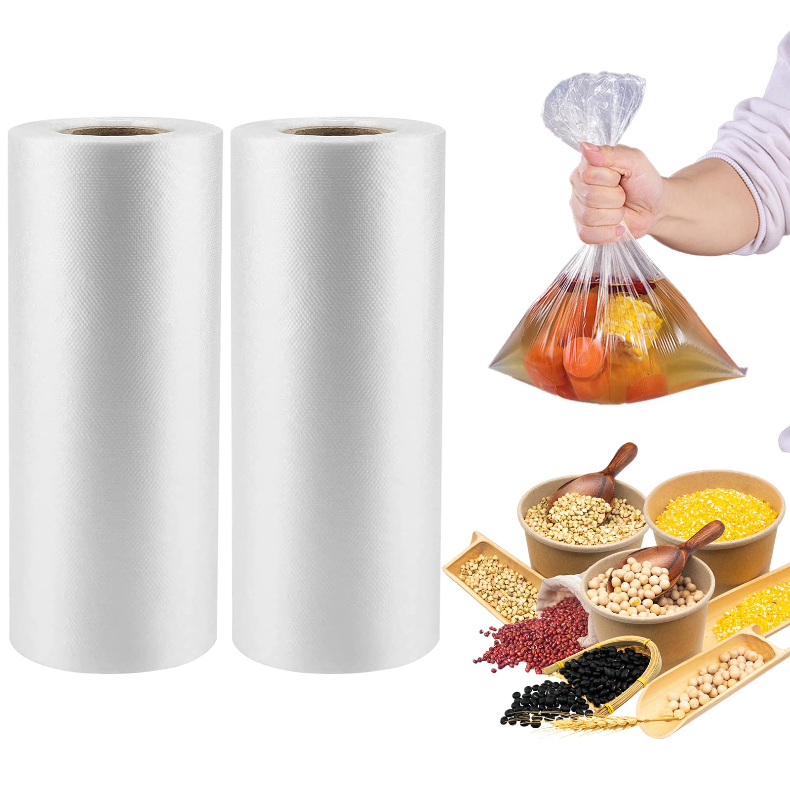 700 Count 12 x 20 Inches Clear Plastic Produce Bags Roll - Reusable Grocery Bags for Bread, Fruits, Vegetables & Kitchen Storage | 350 Bags per Roll (Pack of 2) | Perfect for Farmers Market, Grocery Shopping & Food Preservation