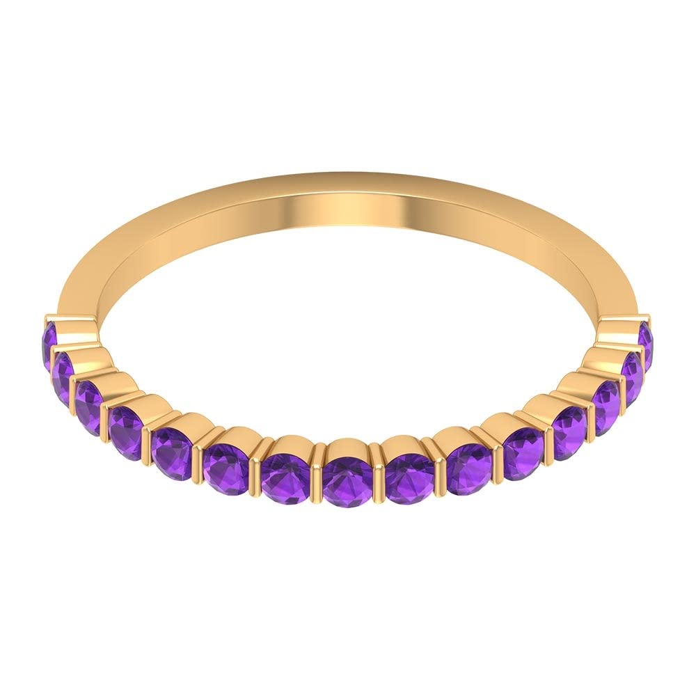 1/2 CT Amethyst Half Eternity Ring for Women - 14K Solid Gold Violet Amethyst Wedding Band, Anniversary Gift, Promise Ring - Perfect for Valentine's Day, Engagement & Special Occasions