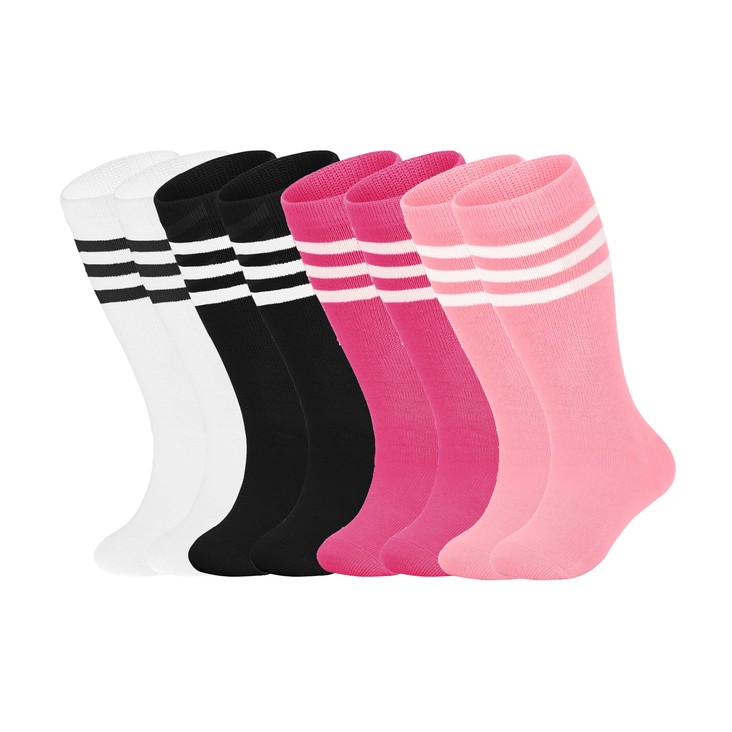 **YMYDYFC Kids Soccer Socks - 4 Pack Knee High Athletic Socks for Boys & Girls - Perfect for Soccer, Baseball, Softball & Youth Sports**