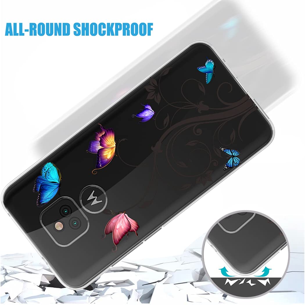 Clear Shockproof TPU Phone Case for Motorola Moto G Play 2021 - Cute Butterfly Design Protective Cover for Women & Girls | Perfect for Daily Use, Work & Travel