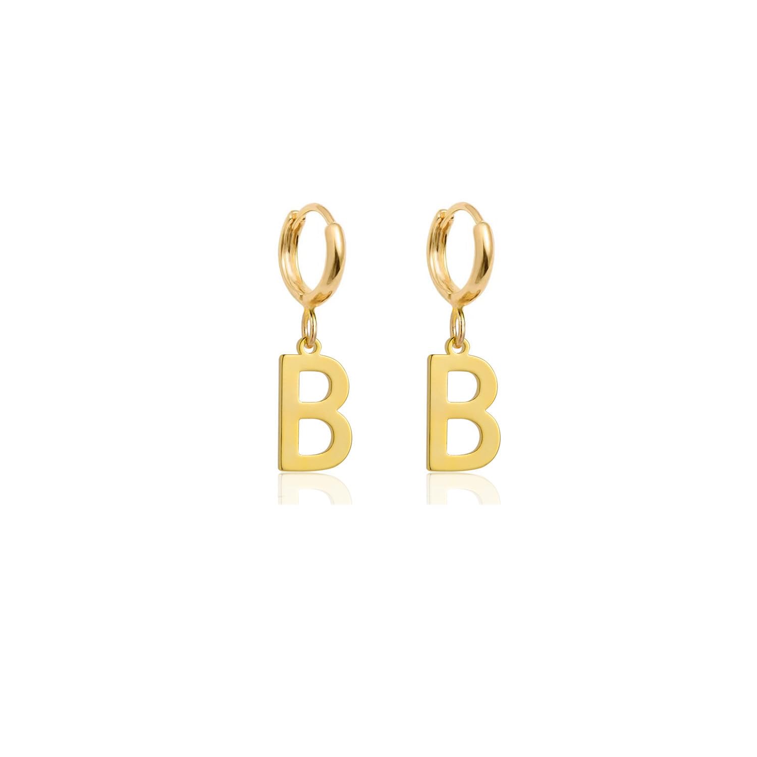 14K Gold Plated Initial Earrings for Women - Dainty Dangle Hoop Letter Earrings - Perfect for Everyday Wear, Date Nights & Gifts