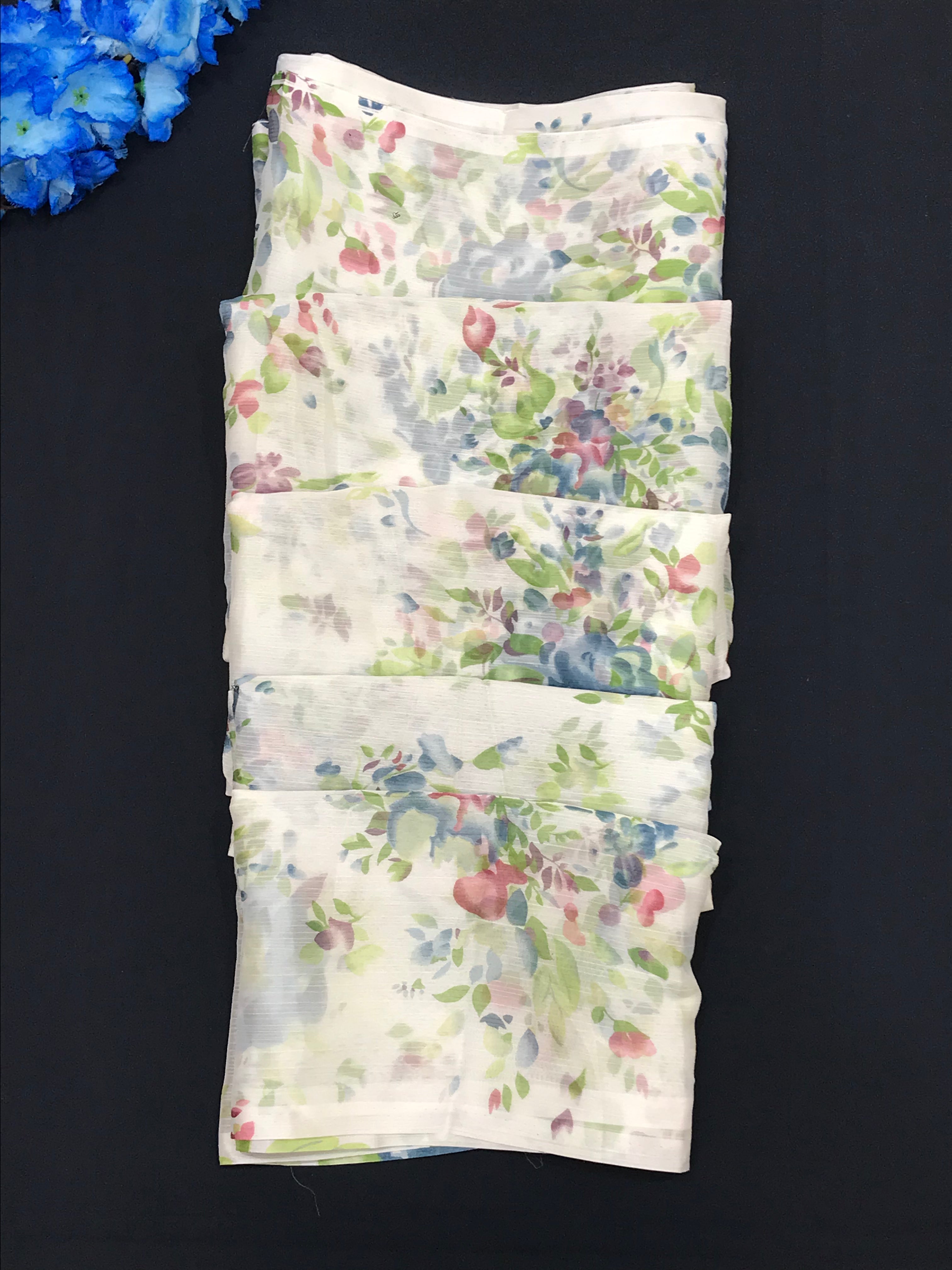 Elegant White Floral Chiffon Saree for Women - Perfect for Weddings, Parties & Special Occasions