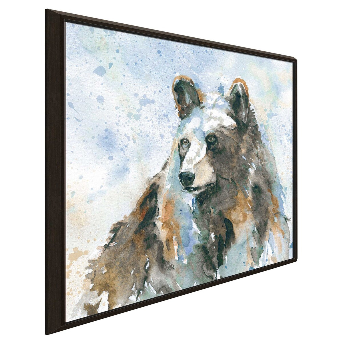 Black Bear On Blue by Carol Robinson - Premium Floating Canvas Wall Art for Living Room, Bedroom & Office Decor
