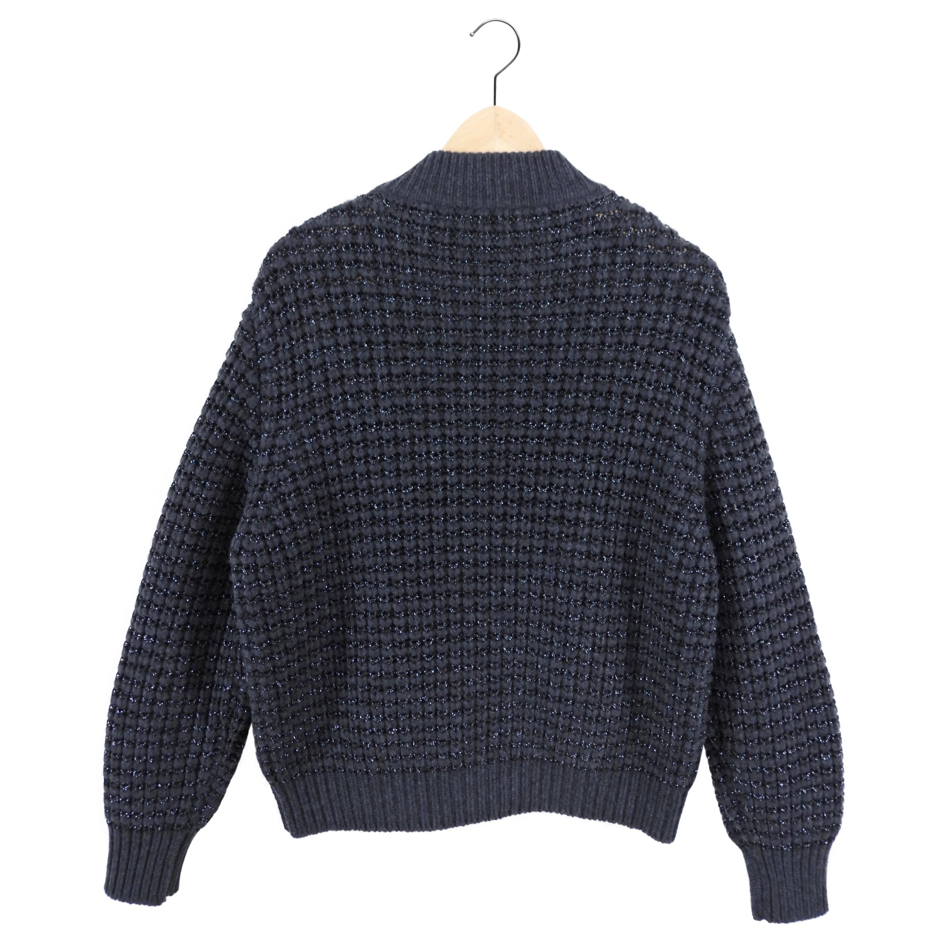 Brunello Cucinelli Charcoal Grey Shimmer Knit Zip Sweater - Premium Cashmere Pullover for Men | Office Wear & Casual Outfits