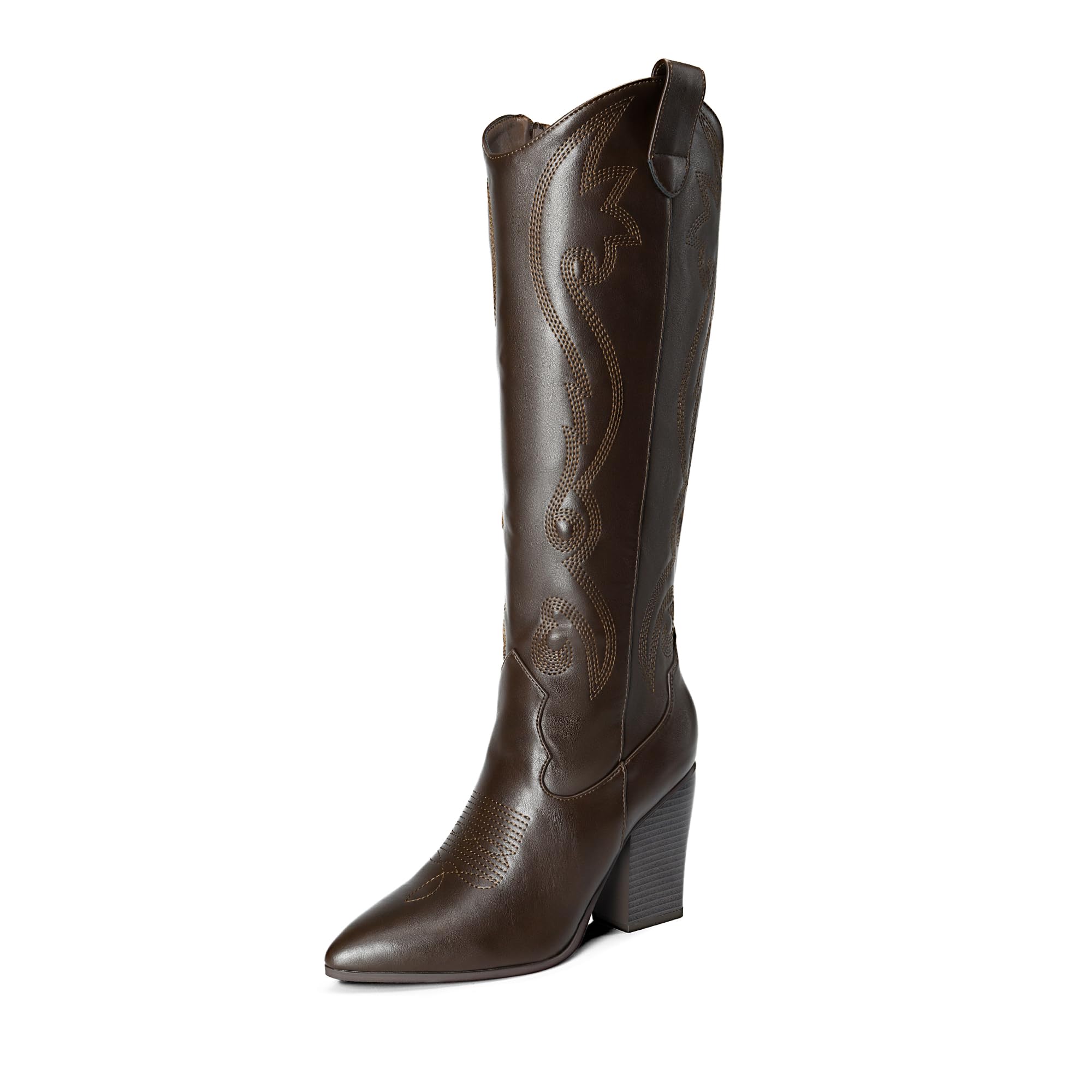 DREAM PAIRS Women's Cowboy Boots - Western Cowgirl Knee High Boots with Block Heel | Fashionable & Comfortable for Country Dancing, Rodeo, and Everyday Wear