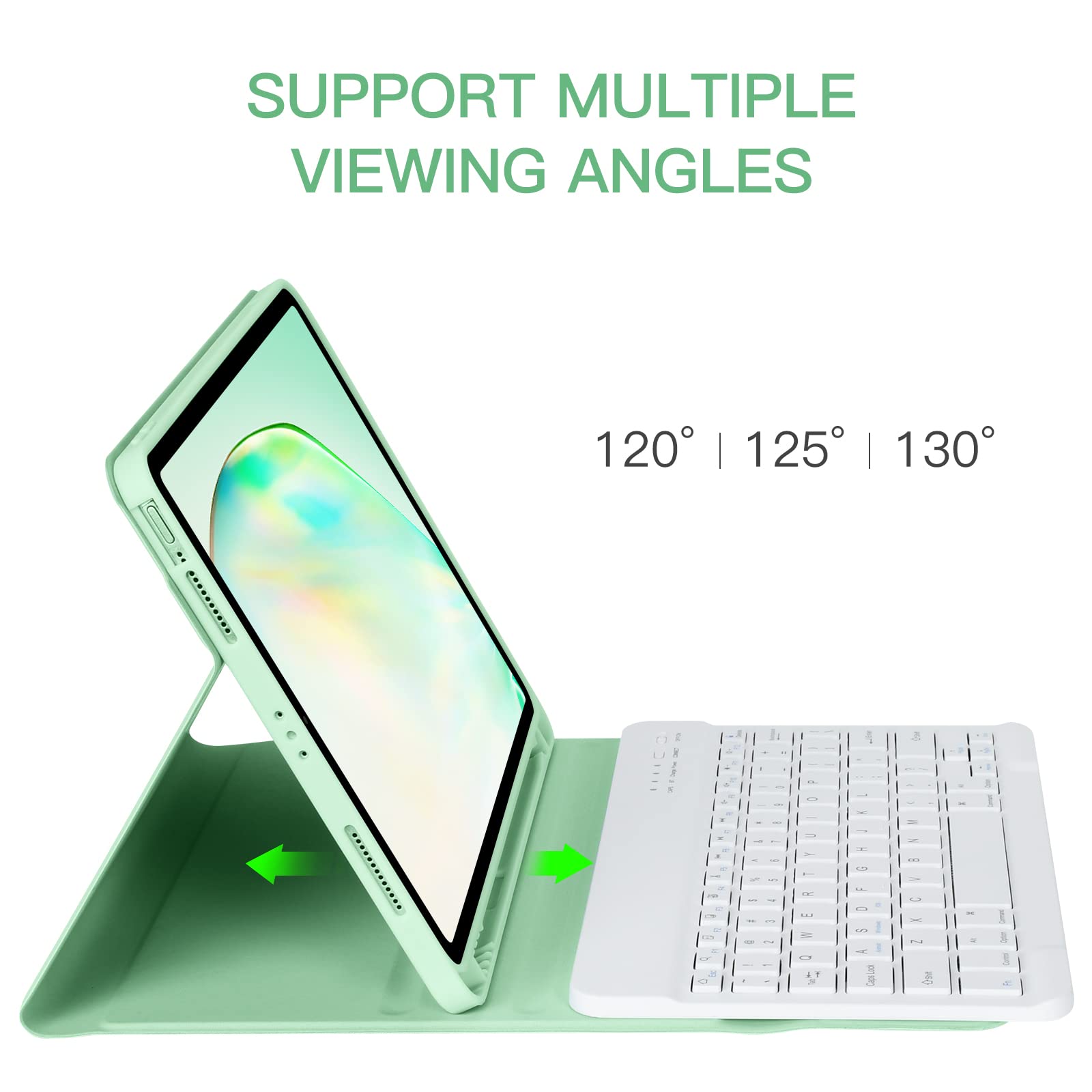BQSS Wireless Keyboard Case for iPad Air 11 Inch (M2) 2024 & iPad Air 10.9 Inch 5th/4th Gen 2022 - Detachable Protective Cover with Pencil Holder for iPad Air 4th 2020 & iPad Pro 1st Gen - Green | Perfect for Work, Study & Travel