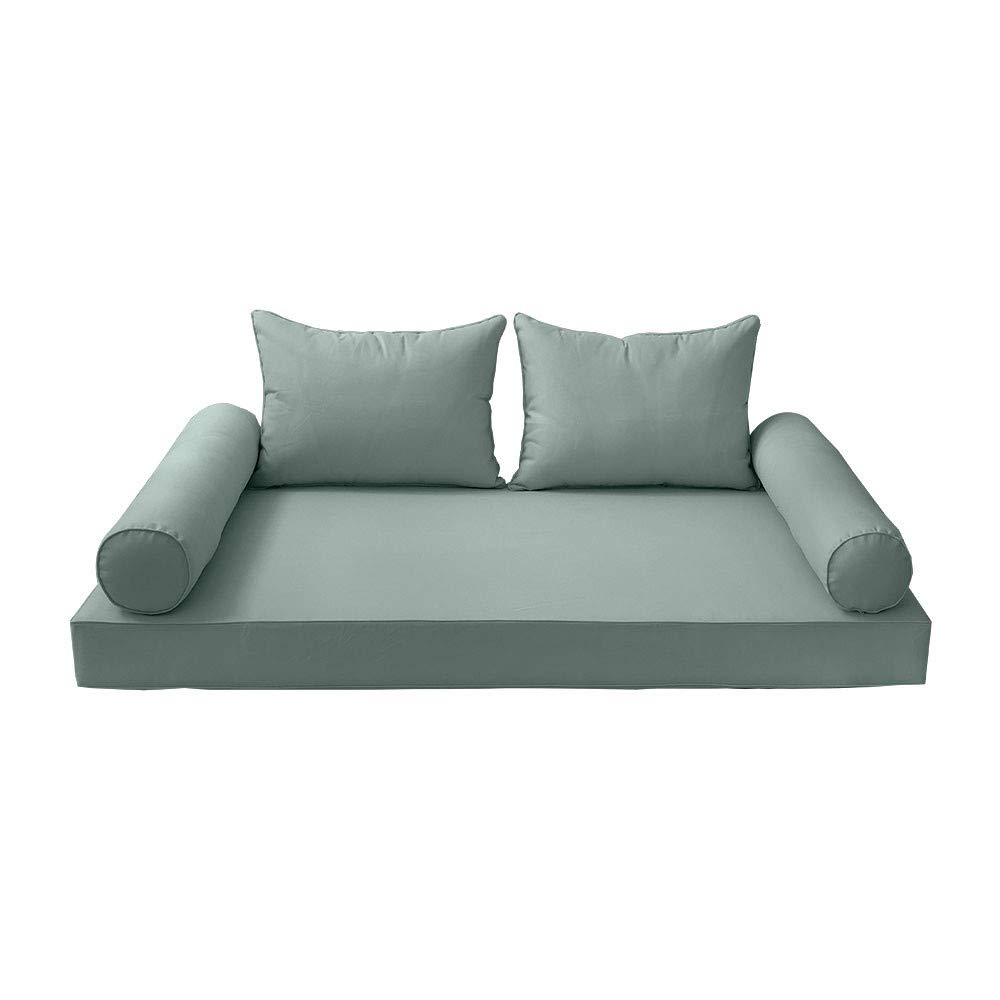 Prolinemax Twin-XL Daybed Mattress Cover with Piped Trim - Outdoor Style Fitted Sheet & Bolster Pillow Set | Perfect for Patio Furniture, Sunroom Daybeds, and Guest Room Decor