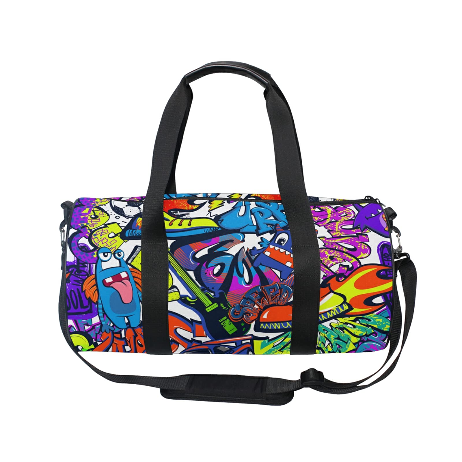 Stylish Printed Canvas Gym Bag - 17.6 x 9 x 9 Inches Durable Duffel Bag for Travel, Workout & Business - Perfect for Gym, Sports & Weekend Getaways