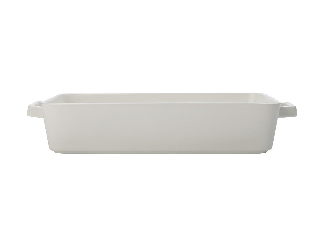 Maxwell & Williams Epicurious 32x22.5x7cm White Ceramic Rectangle Baking Dish with Lid - Oven Safe Casserole Pan for Lasagna, Roasting & Serving - Elegant Gift Boxed Kitchenware for Home Chefs