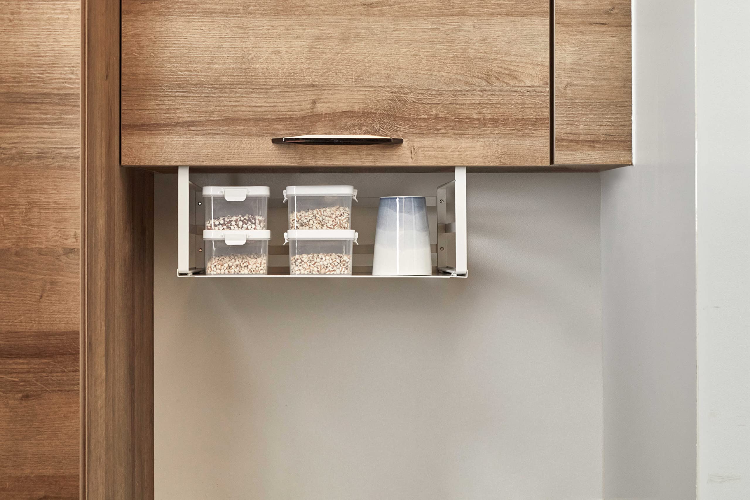 2-Pack Under Shelf Storage Baskets - Heavy Duty Slide-in Organizer for Kitchen, Pantry & Cabinet - Space Saving Hanging Holder for Bookshelf, Desk & Counter - White (Perfect for Small Kitchen Organization & Closet Storage Solutions)