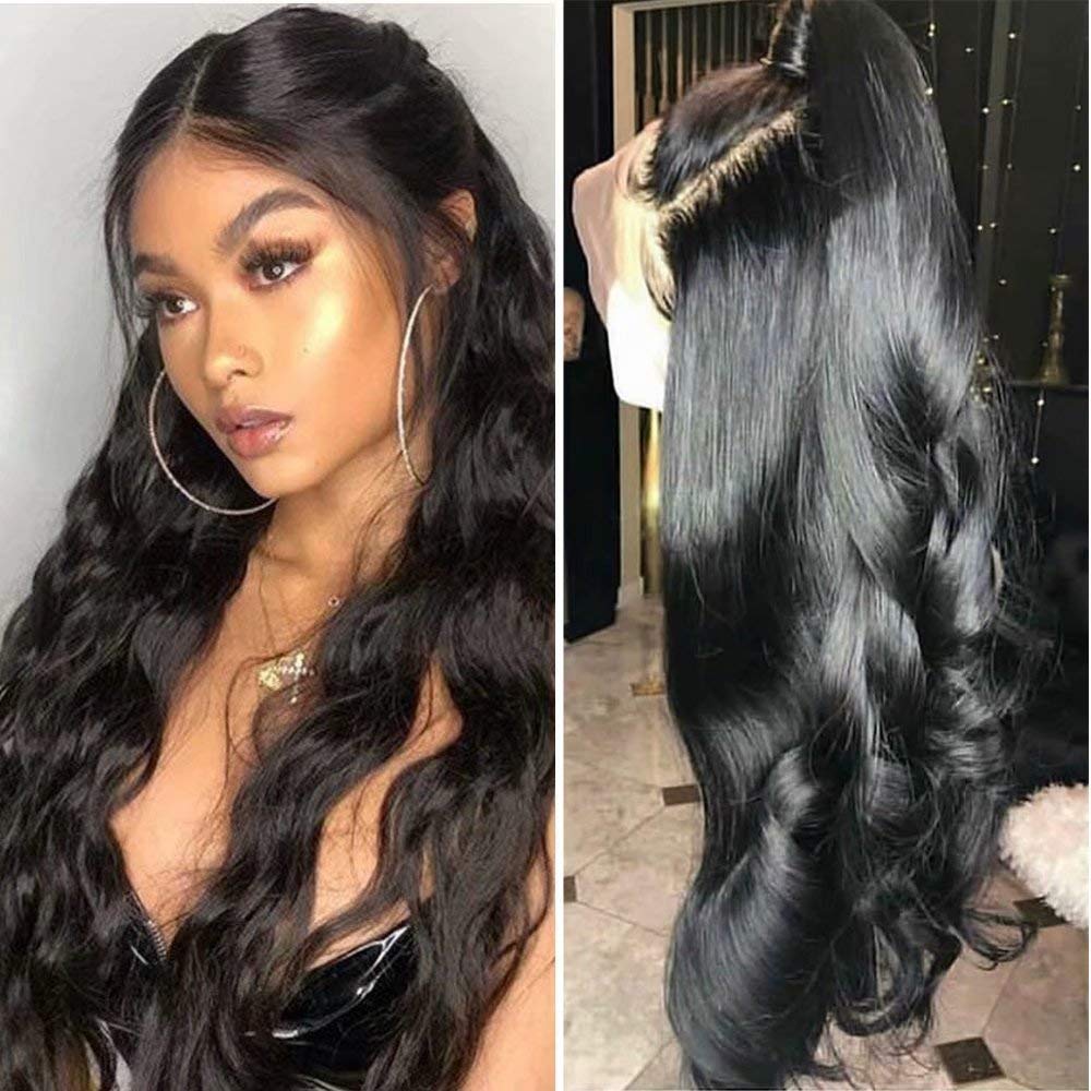13x6 Lace Front Wig Brazilian Human Hair - Pre Plucked Bleached Knots 10A Body Wave Wig with Baby Hair for Black Women | Small Cap Size Natural Black | Perfect for Daily Wear, Parties & Special Occasions | 10