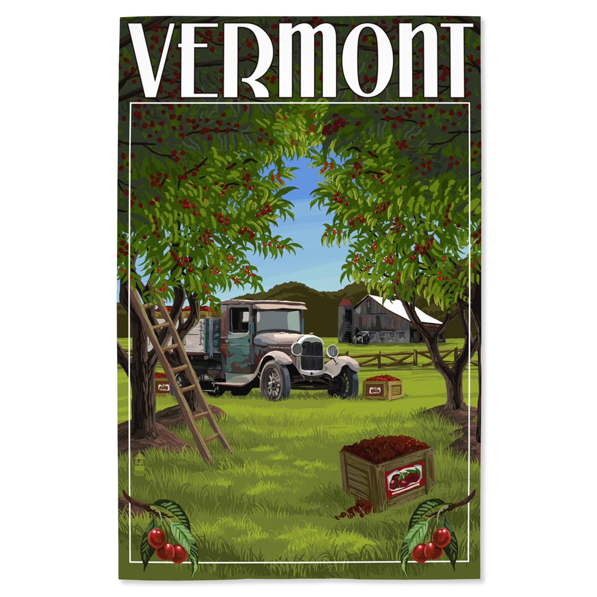 Lantern Press 16x24 Inch Giclee Art Print - Vermont Cherry Harvest Wall Decor - Perfect for Living Room, Bedroom & Office Decoration