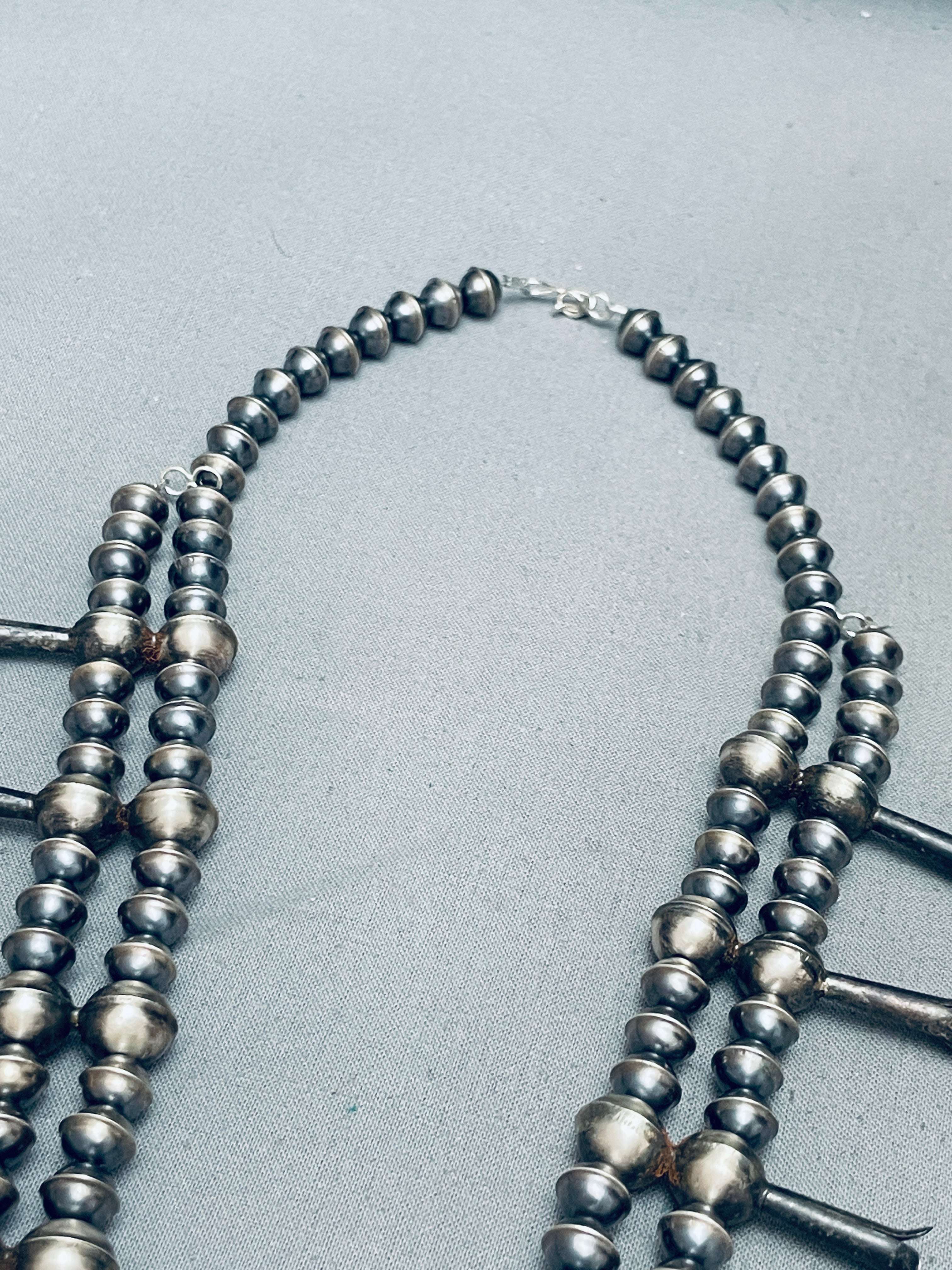Vintage Navajo Sterling Silver Squash Blossom Necklace - 127g Authentic Native American Coin Jewelry - Perfect for Boho Fashion, Western Wear & Special Occasions
