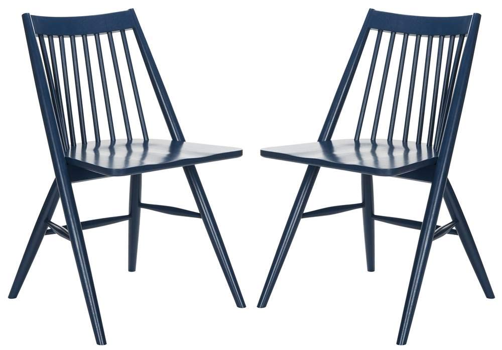 Safavieh Wren Navy 19-inch Spindle Dining Chairs Set of 2 - Modern Kitchen & Dining Room Furniture for Home Decor - Perfect for Small Spaces, Breakfast Nooks & Apartment Living